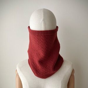 joodito 100% merino wool sweater snood scarf neck warmer gaiter dark orange red